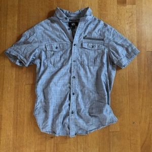 Grey Textured Regular-Fit Shirt